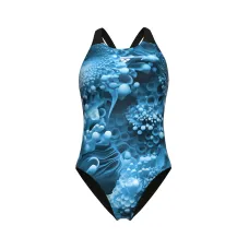 Жіночий купальник Arena BLUE FLOWERS SWIMSUIT V BACK