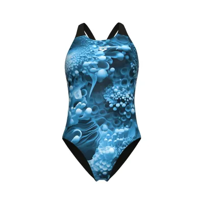 Жіночий купальник Arena BLUE FLOWERS SWIMSUIT V BACK